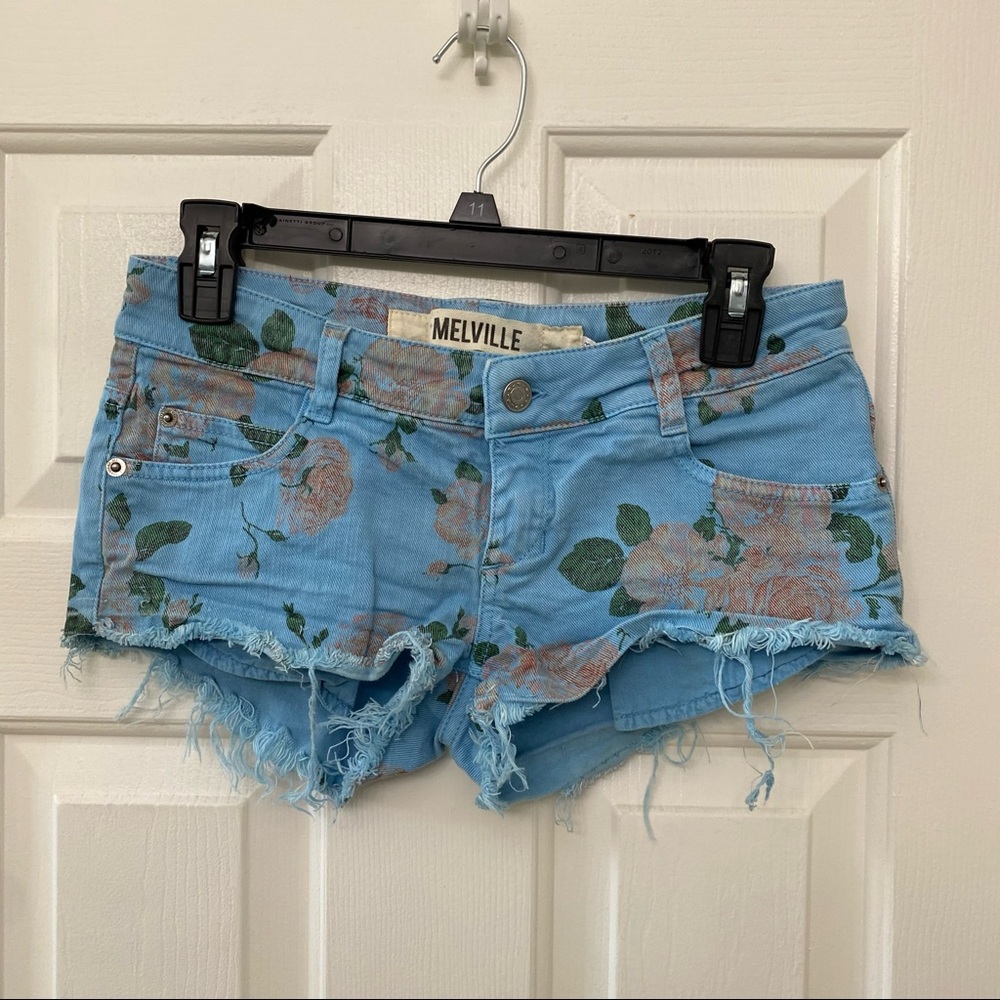 Brandy Melville Rare Vintage Low Rise Floral Blue Shorts